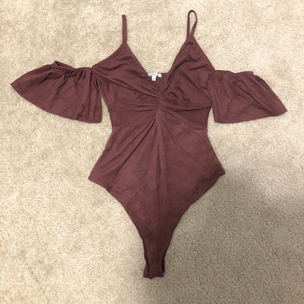Plum suede body suit